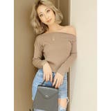 ベージュ | アシンメトリーネックリブニット TOPS | GYDA