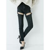 ブラック | H/Wサイハイカットデザインデニムパンツ | GYDA