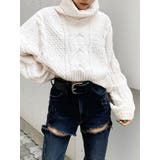 ボリュームスリーブタートルショートニット TOPS[品番:MKSW0039130