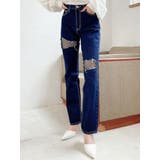 FISHNET TIGHTSデザインストレートデニムパンツ | GYDA | 詳細画像13