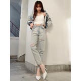 【SETUP着用可】H/W タックデザインペグトップデニムパンツ | GYDA | 詳細画像2