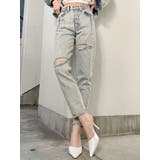 アイスブルー | 【SETUP着用可】H/W タックデザインペグトップデニムパンツ | GYDA