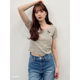 ベージュ | MICKEY MOUSE/FACE EMBROIDERY テレコTシャツ | GYDA