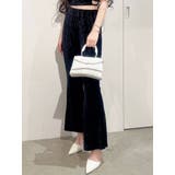 ブラック | 【セットアップ】サイドスリット ベロアプリーツパンツ | GYDA