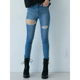 H/W THIGH ダメージデザイン スキニーデニムパンツ | GYDA | 詳細画像1