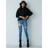 H/W THIGH ダメージデザイン スキニーデニムパンツ | GYDA | 詳細画像2