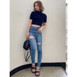 H/W THIGH ダメージデザイン スキニーデニムパンツ | GYDA | 詳細画像9