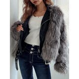 グレー | レイヤードエコファー ベルトライダースジャケット | GYDA