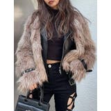 ベージュ | レイヤードエコファー ベルトライダースジャケット | GYDA