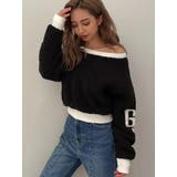 GGバイカラー オフショルボアショートトップス[品番