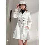 オフホワイト | ダブルブレスト フレアトレンチコート | GYDA