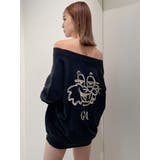 ブラック | BUNNY FACE Vネックルーズスウェットトップス | GYDA