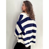 ボーダー LOOSEニットカーディガン | GYDA | 詳細画像18 