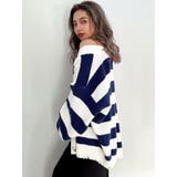 ボーダー LOOSEニットカーディガン | GYDA | 詳細画像19 