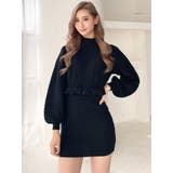 ブラック | ケーブルドッキングペプラム ニットワンピース | GYDA