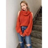 ダークオレンジ | オフタートル オフショル ニット トップス | GYDA