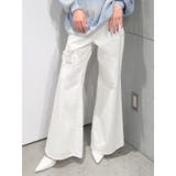 オフホワイト | ハイウエスト ダメージカラー ワイドパンツ | GYDA