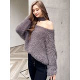 チャコールグレー | オフショルシャギーチョーカーニット TOPS | GYDA