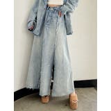 アイスブルー | OVERLAPリメイクデニムロングスカート | GYDA