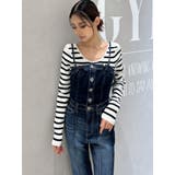 BACKリボンデニムロンパース | GYDA | 詳細画像8 