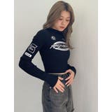 レーサーデザインembroideryニットトップス | GYDA | 詳細画像7 