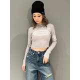 グレー | レーサーデザインembroideryニットトップス | GYDA