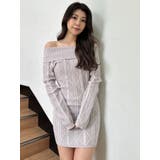 オフショルケーブルタイトニットワンピース | GYDA | 詳細画像2 