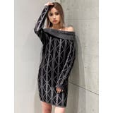 ブラック | オフショルケーブルタイトニットワンピース | GYDA