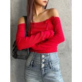レッド | 【TINY】オフショルリボンニットトップス | GYDA