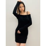 ブラック | BACK TWISTオフショルテレコタイトワンピース | GYDA