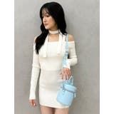 オフホワイト | shoulderリボンタイトリブニットワンピース | GYDA