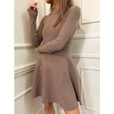 ベージュ | 【TINY】ボトルネックニットフレアワンピース | GYDA