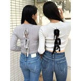 BACKリボンケーブル編みニットトップス | GYDA | 詳細画像3 