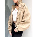 レースラインボリュームスリーブフェイクレザージャケット【SETUP着用可】 | GYDA | 詳細画像1 