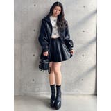 レースラインボリュームスリーブフェイクレザージャケット【SETUP着用可】 | GYDA | 詳細画像4 