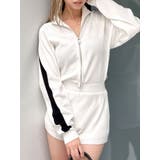 オフホワイト | ラインスリーブニットロンパース | GYDA