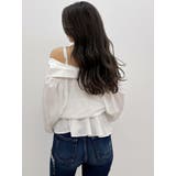 キャミレイヤードオフショルペプラムシャツ | GYDA | 詳細画像6 