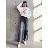 ハイウエストKNEEダメージbijouワイドデニムパンツ | GYDA | 詳細画像10