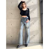 ハイウエストKNEEダメージbijouワイドデニムパンツ | GYDA | 詳細画像15