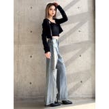 ハイウエストKNEEダメージbijouワイドデニムパンツ | GYDA | 詳細画像16