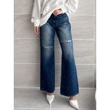 ハイウエストKNEEダメージbijouワイドデニムパンツ | GYDA | 詳細画像2