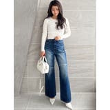 ハイウエストKNEEダメージbijouワイドデニムパンツ | GYDA | 詳細画像30