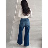 ハイウエストKNEEダメージbijouワイドデニムパンツ | GYDA | 詳細画像31