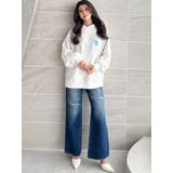 ハイウエストKNEEダメージbijouワイドデニムパンツ | GYDA | 詳細画像34