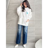 ハイウエストKNEEダメージbijouワイドデニムパンツ | GYDA | 詳細画像35