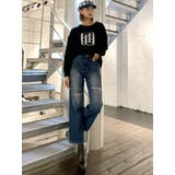 ハイウエストKNEEダメージbijouワイドデニムパンツ | GYDA | 詳細画像42