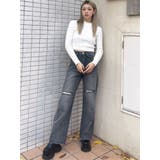 ハイウエストKNEEダメージbijouワイドデニムパンツ | GYDA | 詳細画像44