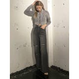 ハイウエストKNEEダメージbijouワイドデニムパンツ | GYDA | 詳細画像48