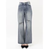 ハイウエストKNEEダメージbijouワイドデニムパンツ | GYDA | 詳細画像49