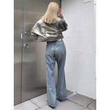 ハイウエストKNEEダメージbijouワイドデニムパンツ | GYDA | 詳細画像5